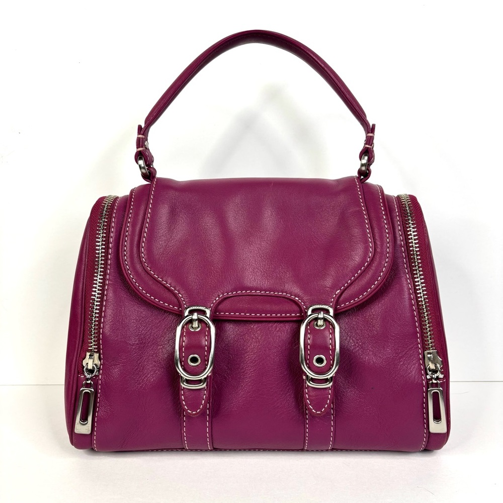 VTG Cole Haan Alexa H04 Leather Satchel Purple Plum Magenta‎ Zipper Handbag